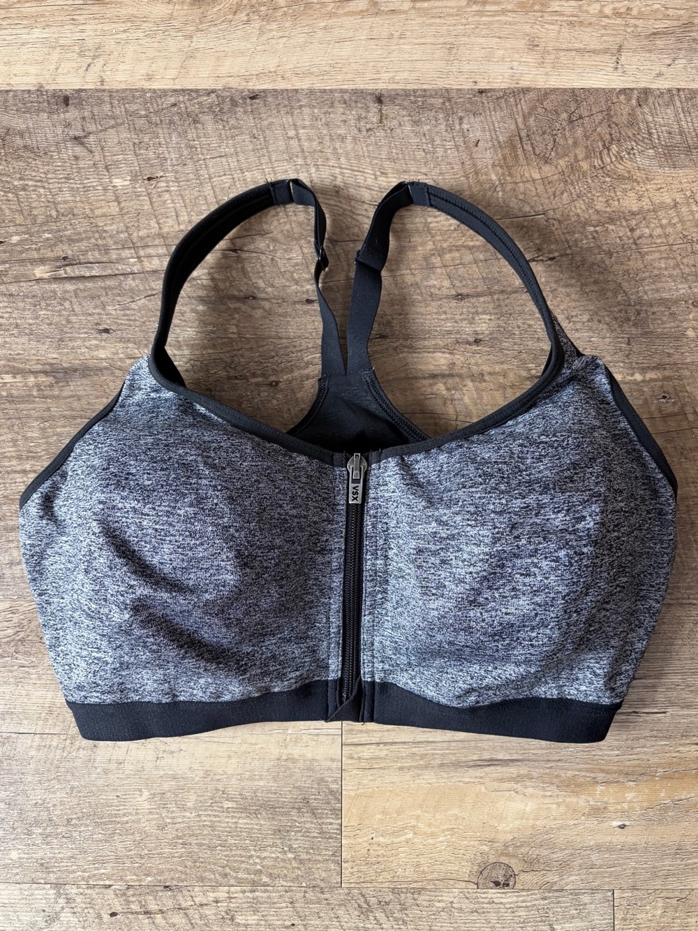 VSX Sport 36D High Impact Knockout Heather Gray Padded Zip Up Sports Bra